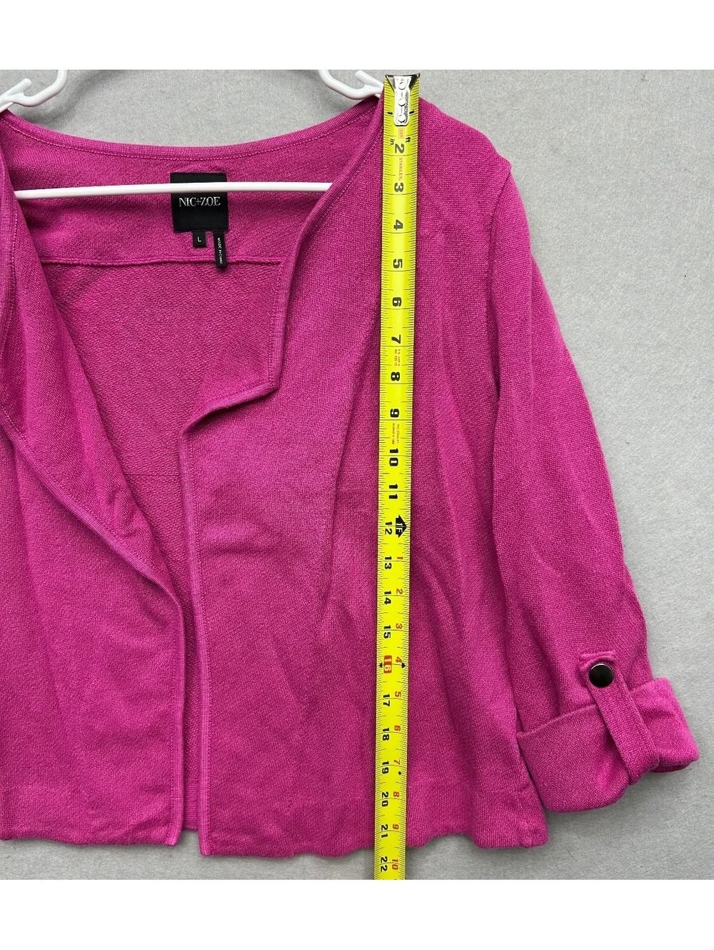 NIC + ZOE Pink Cardigan Women Size Large Roll Up Sleeves